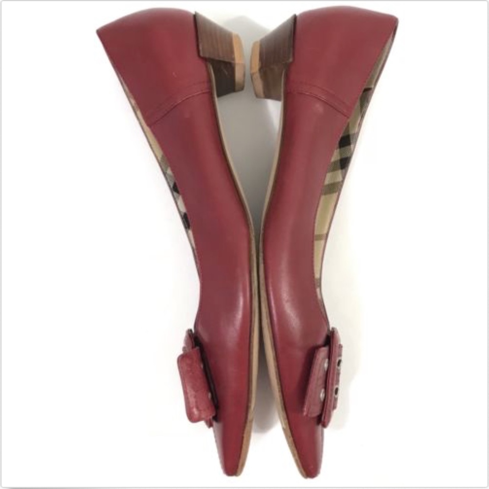 BURBERRY Red Block Kitten Heels Slip On Shoes 38.5 - Picture 5 of 8
